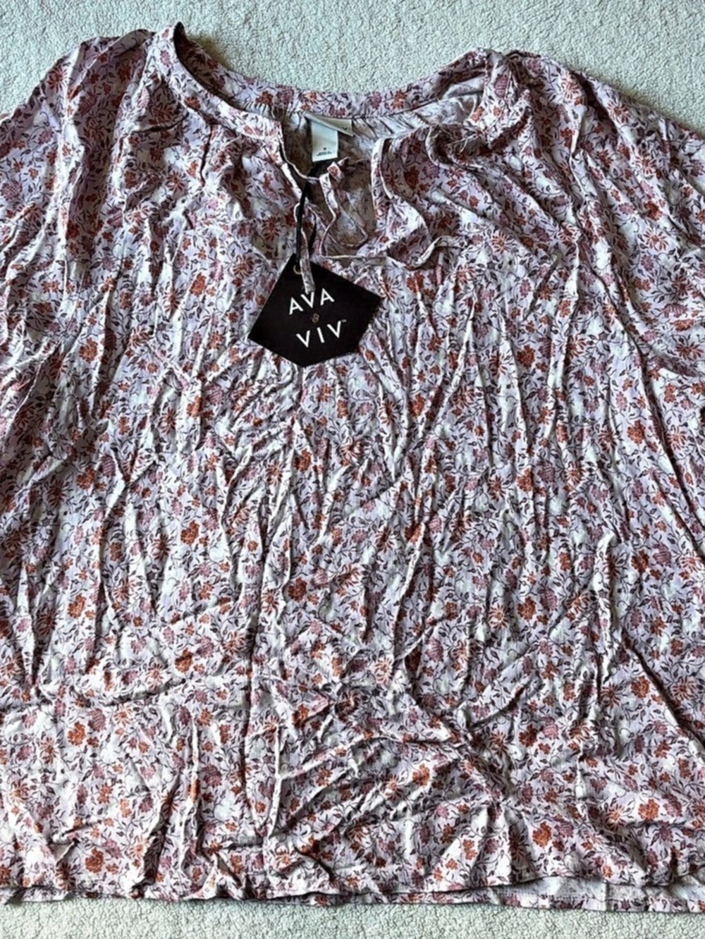 Ava & Viv Floral Blouse in Pink & Lilac Size 1X NWT